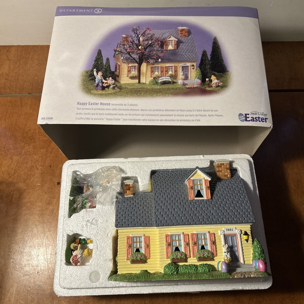 Department 56 Snow Village Happy Easter House Complete 56.55090 W/Box Working